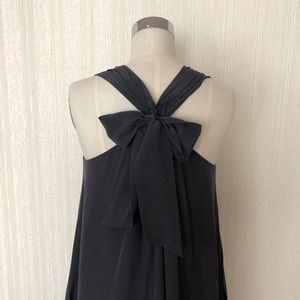 Club Monaco Silk Charcoal Dress with Ribbon